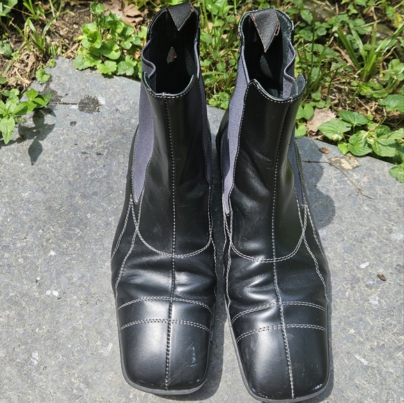 Miu miu Bubble Sole Boot leather black prada dress boots square toe bubble sole - Picture 3 of 16